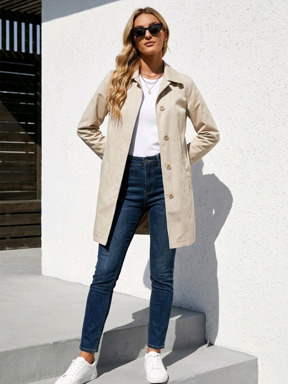 Coach Beige Single-Breasted Trench Coat